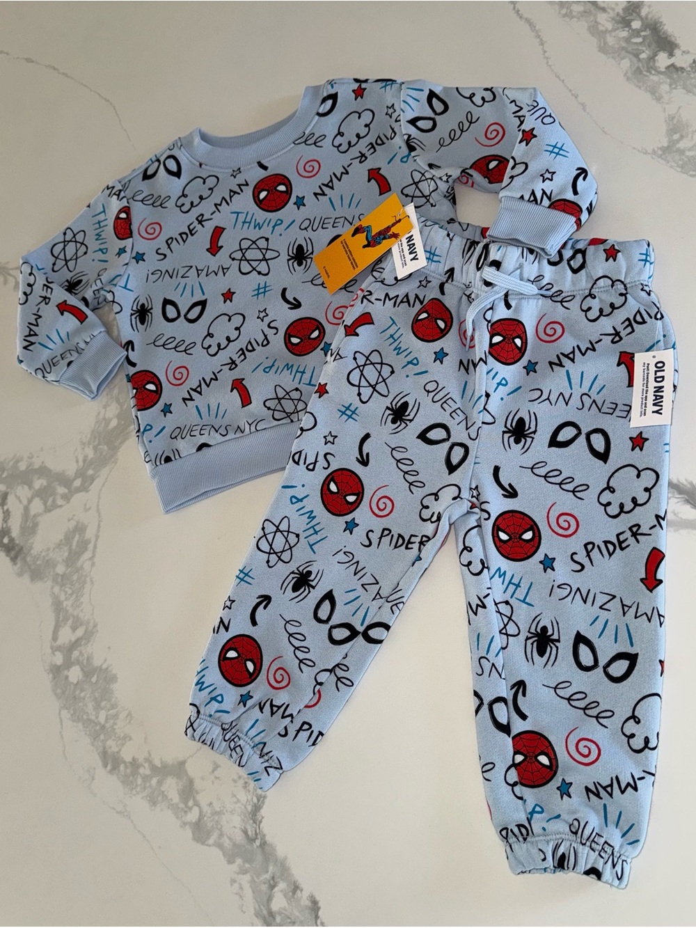 Old Navy Marvel Boys Spider-Man Sweatshirt and Joggers Set 18-24M